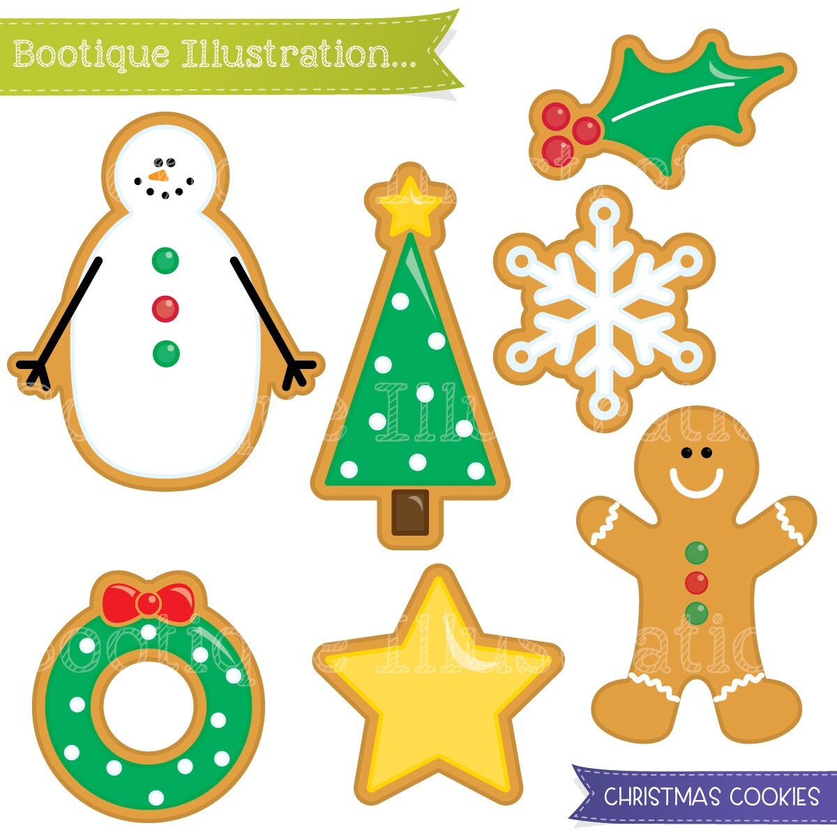 Christmas Cookies Clipart Set Xmas Cookies Digital Clipart for Instant Download Personal and mercial Use Jpeg Eps Included