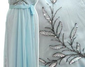 Vintage 1960s Jean Allen powder blue chiffon prom dress 42" bust