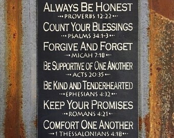 Family Rules Sign - Handmade Wood Sign.
