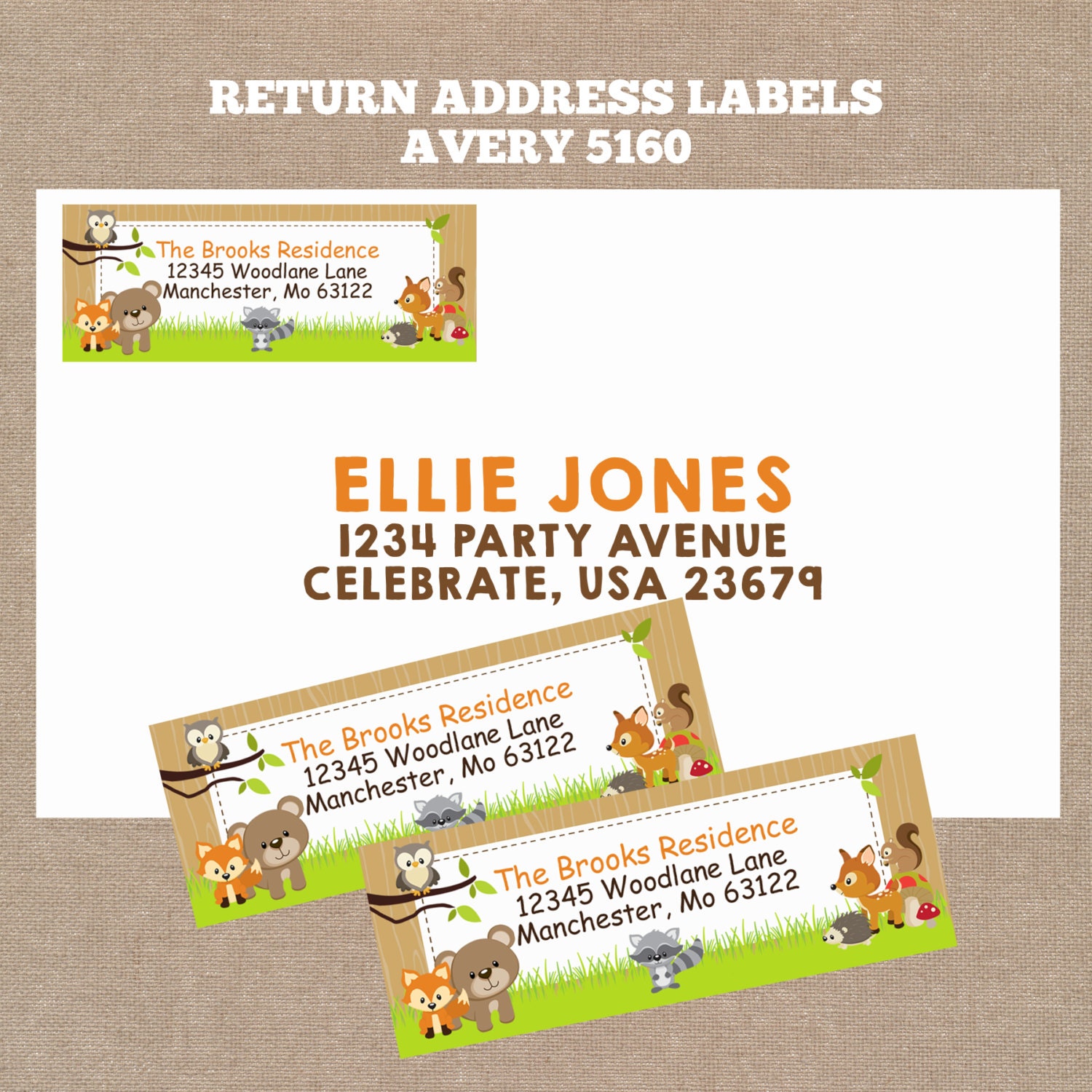 Woodland Animals Return Address Labels Woodland Baby Shower