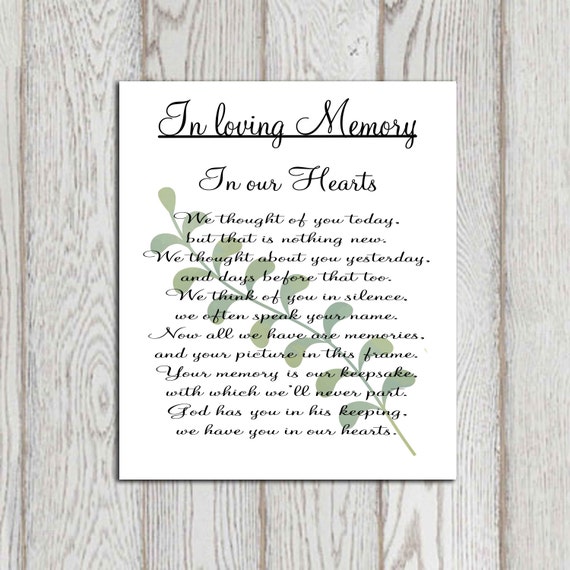 Memorial printable In loving memory print Memorial table