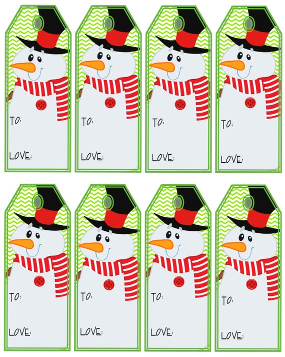 Snowman Gift Tags Christmas Printable Tags by Pinkowlpartydesign