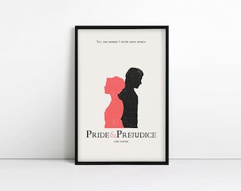 Pride and Prejudice, jane austen gifts, typography print