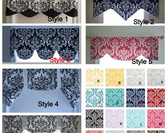 Black and white window valance, lined window valance black and white,decorative valance, lined black and white valance