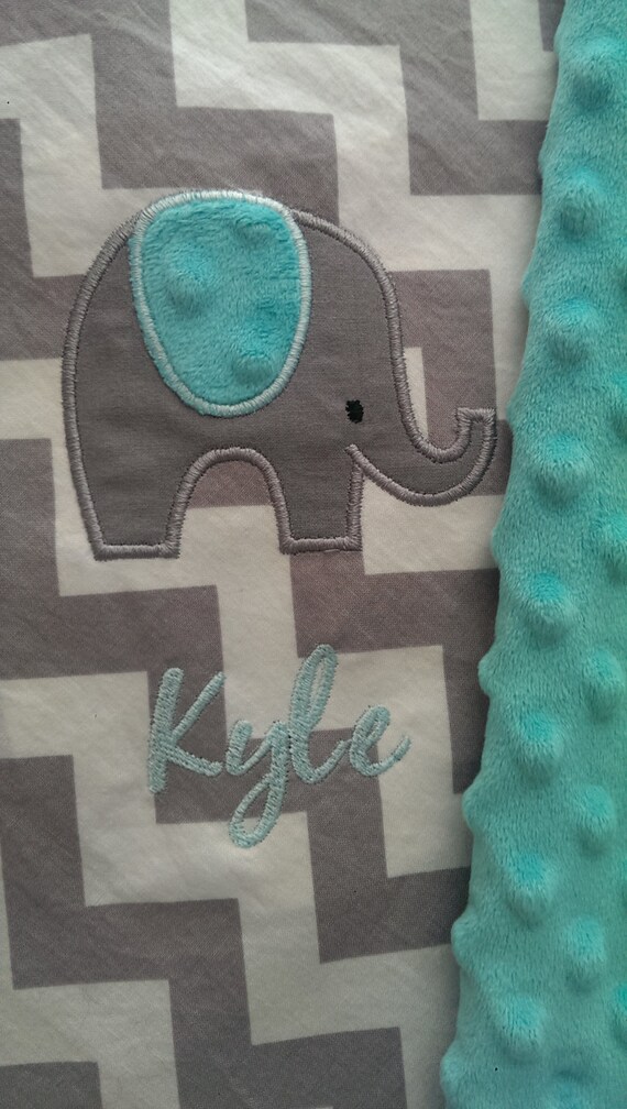 Elephant Baby Blanket Personalized Elephant by OurAdorableBaby