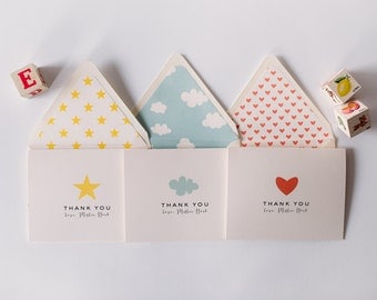 personalized baby shower thank you cards + lined envelopes (sets of 10) // lola louie paperie