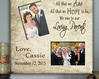 OWE Wedding Gift Parents of the Bride Father of the Bride Gift Mother of the Bride Gift Thank You Gift Personalized Picture Frame