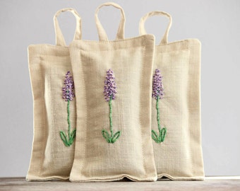 Embroidered Lavender Sachets| Set Of Three| Handmade