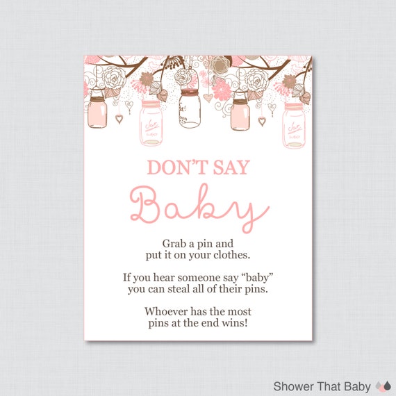 904 New baby shower game can't say baby 859 Don't Say Baby Baby Shower Game Printable Don't Say Baby Sign Diaper   