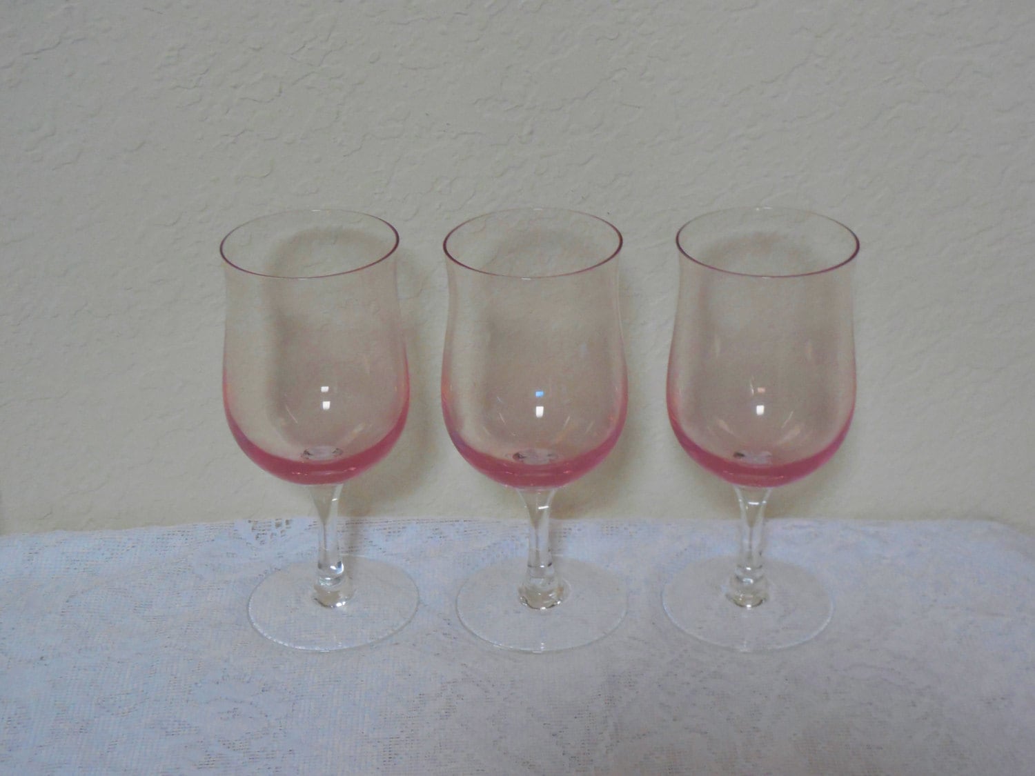 Rose Pink Crystal Wine Glasses Set Of 3 By Tsbyiriswithlove 