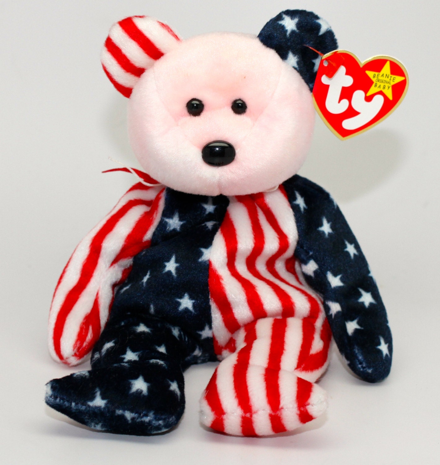 TY Spangle the American Flag Bear Red Face Version RETIRED