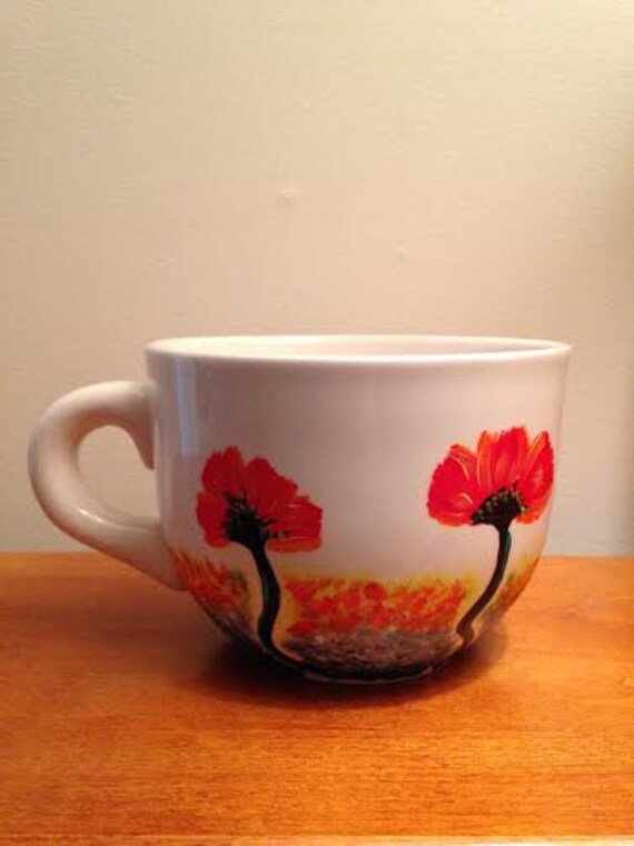 Large hand painted coffee mug