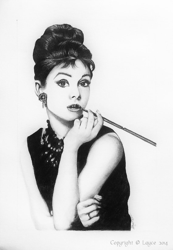 ORIGINAL 'Audrey Hepburn' Framed Graphite Portrait. by ARTbyLAYCE