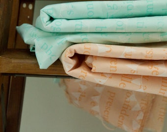Bunting in Mint : Hand-printed Fabric Panel