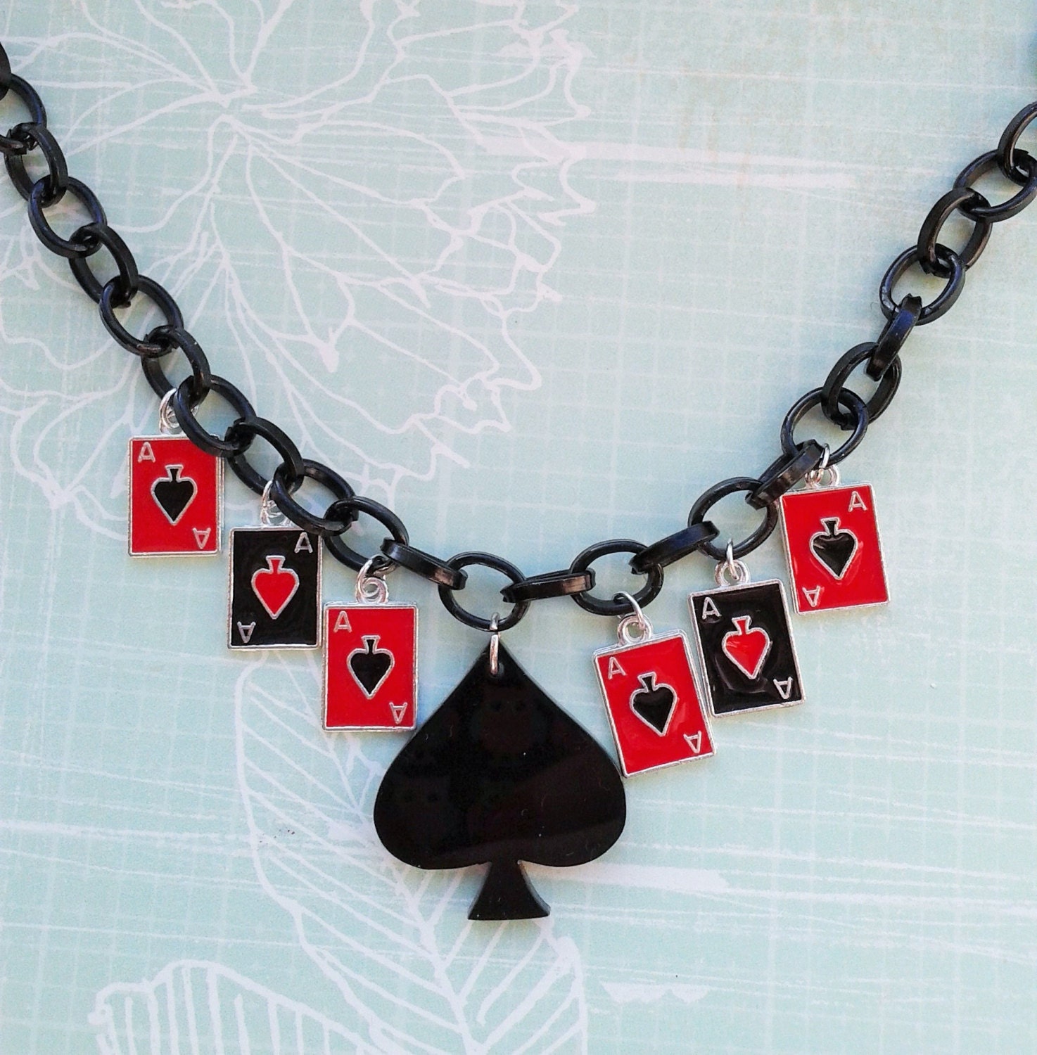 Black Playing Card Necklace1940s Style Necklace Ace Of