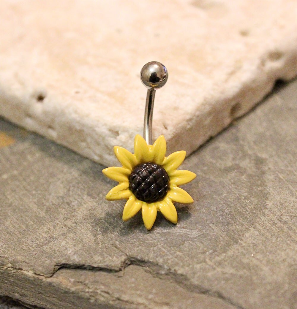 Sunflower Belly Button Ring Naval Piercing Jewelry 14G 316L
