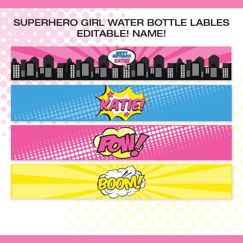 Superhero Water Bottle Labels Template