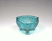 Vintage L.E. Smith Blue Depression Glass Footed Ashtray