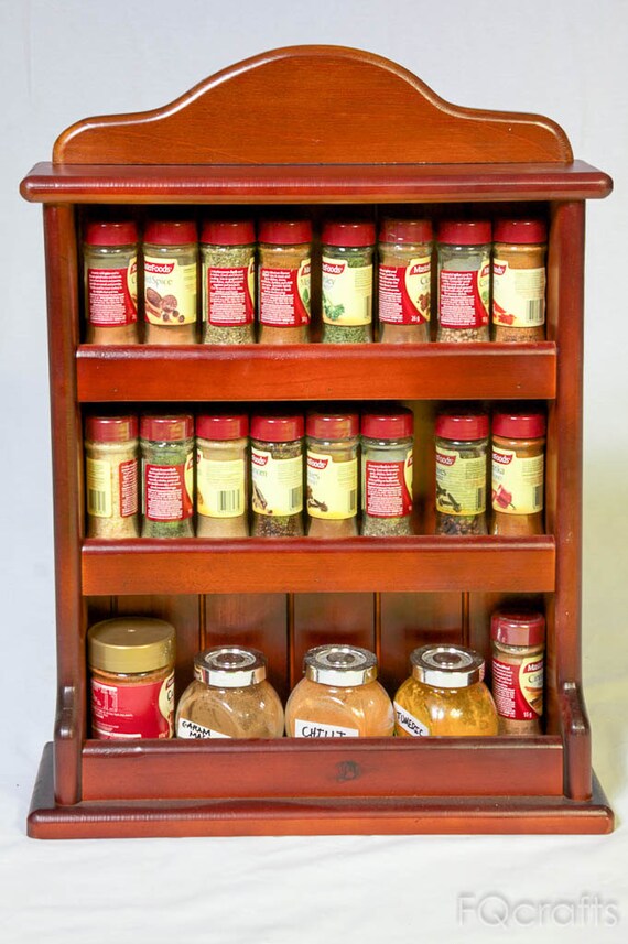 Wooden Spice Rack with Crown Three Shelves fits 24 by fqcrafts
