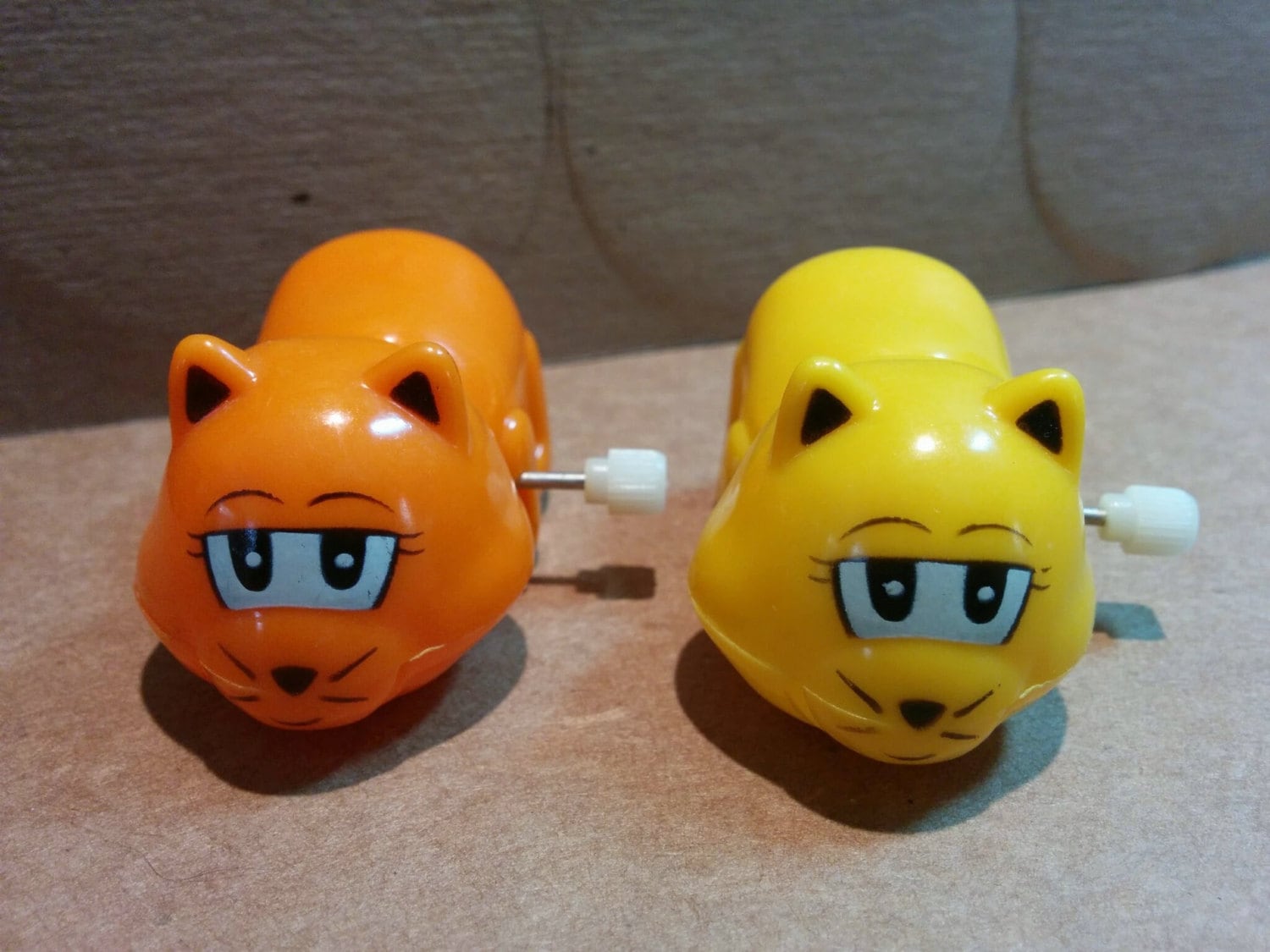 2 Windup Cat Toys mice or hamsters yellow and by VintageMammal