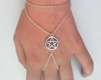 Pentagram Slave Chain Bracelet , Slave Bracelet , Pentagram Bracelet , Pentacle Bracelet , Pagan Bracelet , Wicca Bracelet , Wiccan Jewelry