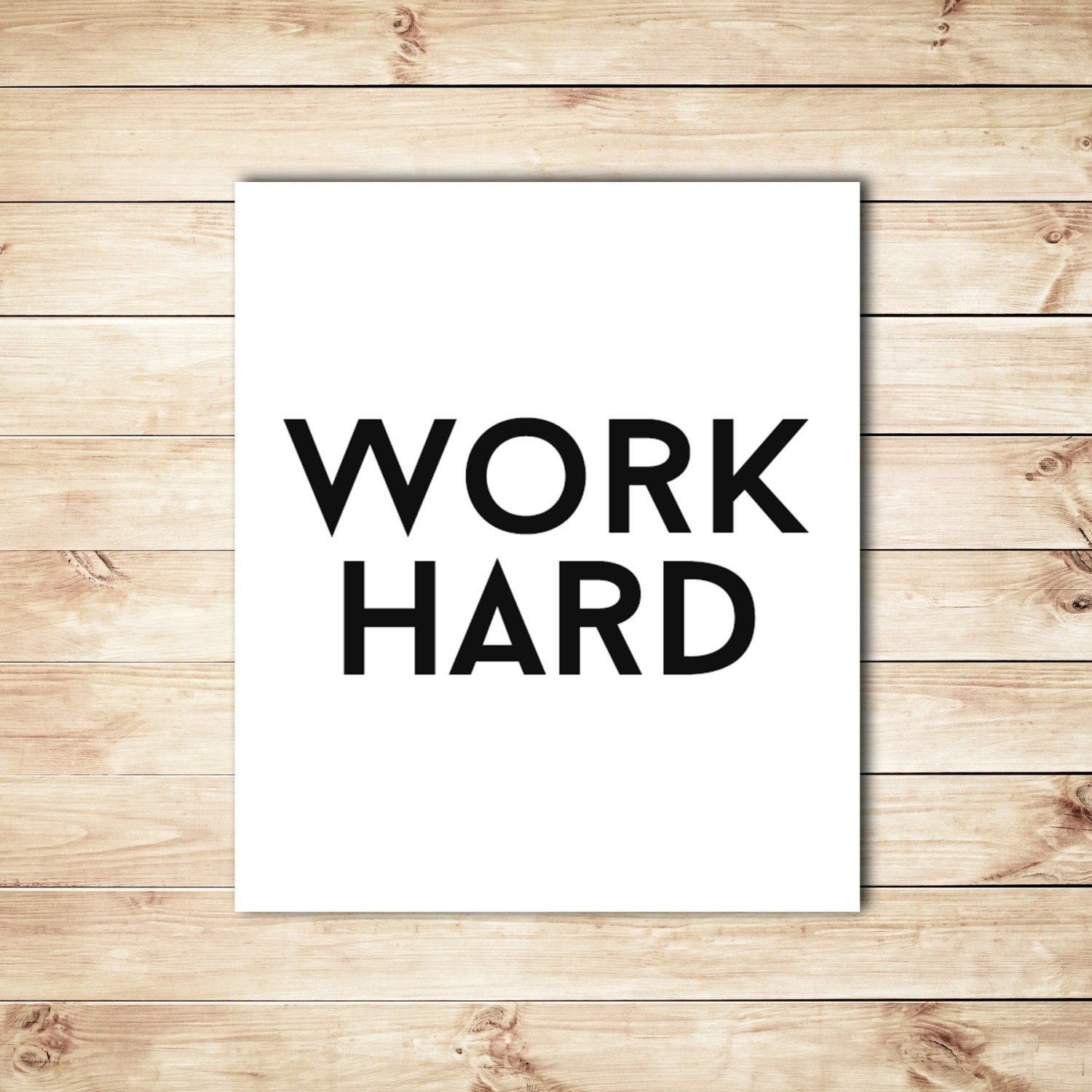 Work Hard Print Black and White Typography by WishfulPrinting