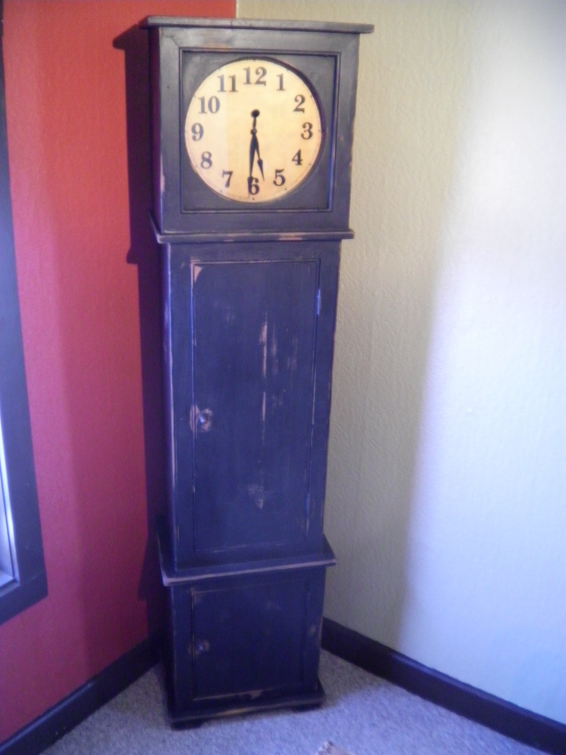 Primitive GrandfatherStyle Battery Operated Clock with Closet