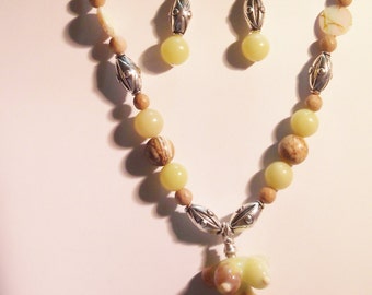 Lampwork Goddess pendant necklace and earrings