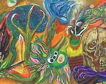 Original Concept by Melissa ~ Totem Dragon Abstract Watercolor