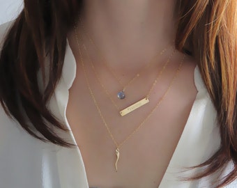 Teeny Tiny Gemstone Necklace • Layering Jewelry • Delicate Gemstone Drop • Bridesmaid Gift • Simple Gem • Layering Necklace