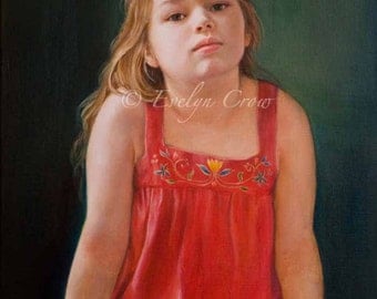Oil Painting - Custom Portraits from Your Photos - Child Portrait - LARGER format 22x18 inches (Half Body)