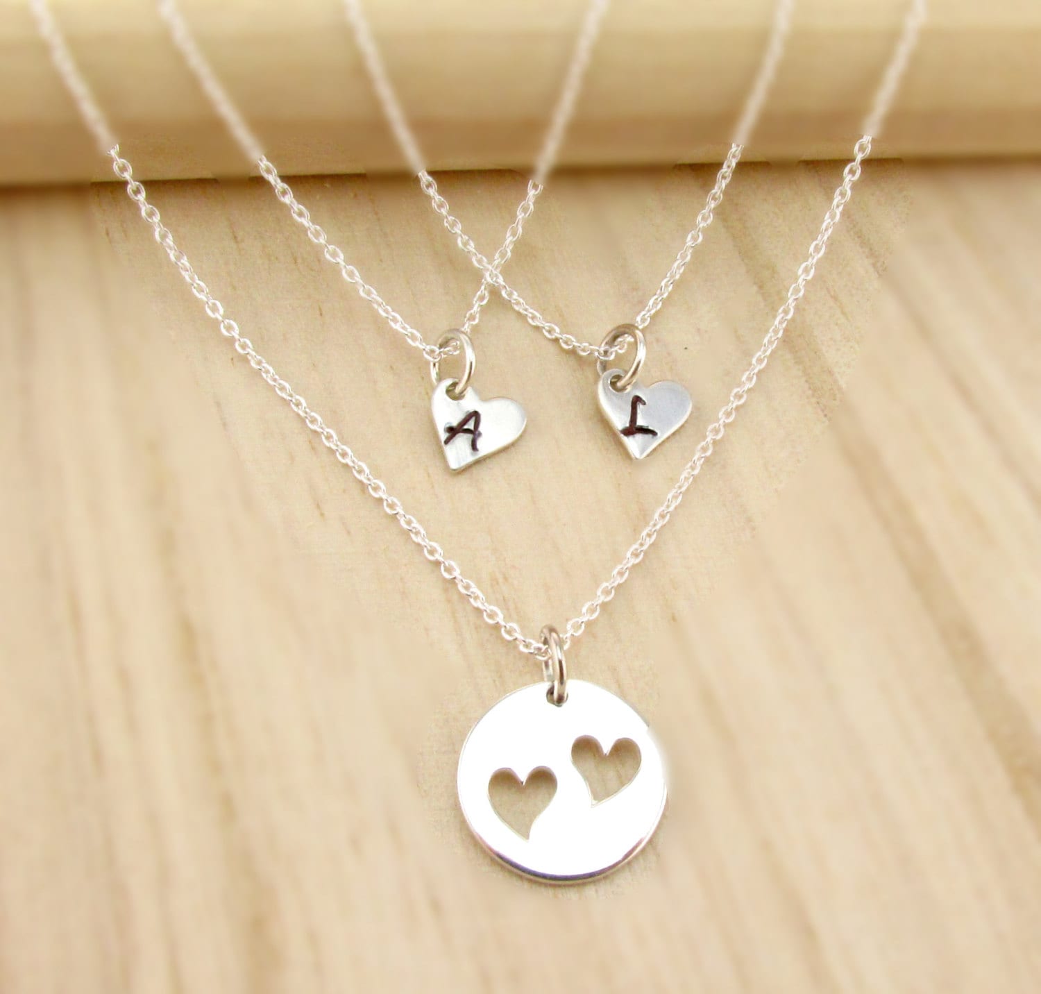 Personalized Mother Daughter Necklace Set In Sterling Silver