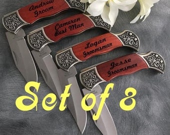 Groomsman Gifts/SET OF EIGHT Personalized Pocket Knives/Best Man Gift/Father of the Bride/Father of the Groom/Groomsmen Gift/Pocket Knives