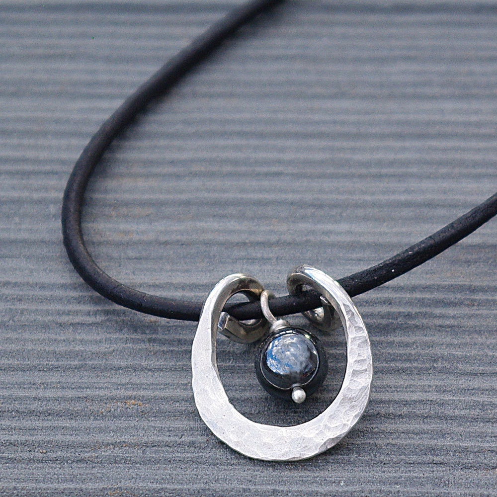 Silver Hammered Pendant Hammered Silver Pendant Necklace