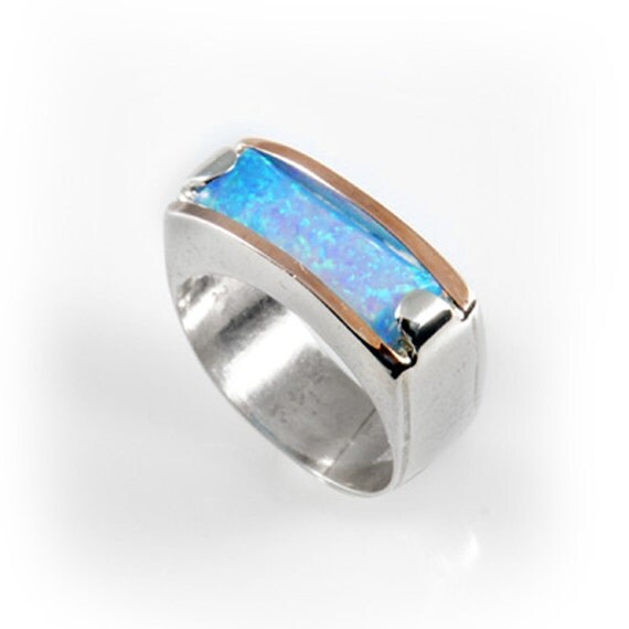 Fine Quality Ring 9k Yellow Rose Gold 925 Sterling Silver Blue