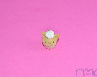 Kitty Cat Cupcake Charm, Polymer Clay Cat Cupcake Charm, Kitty Cupcake, Vanilla Cupcake Charm, Glow in the Dark Charm