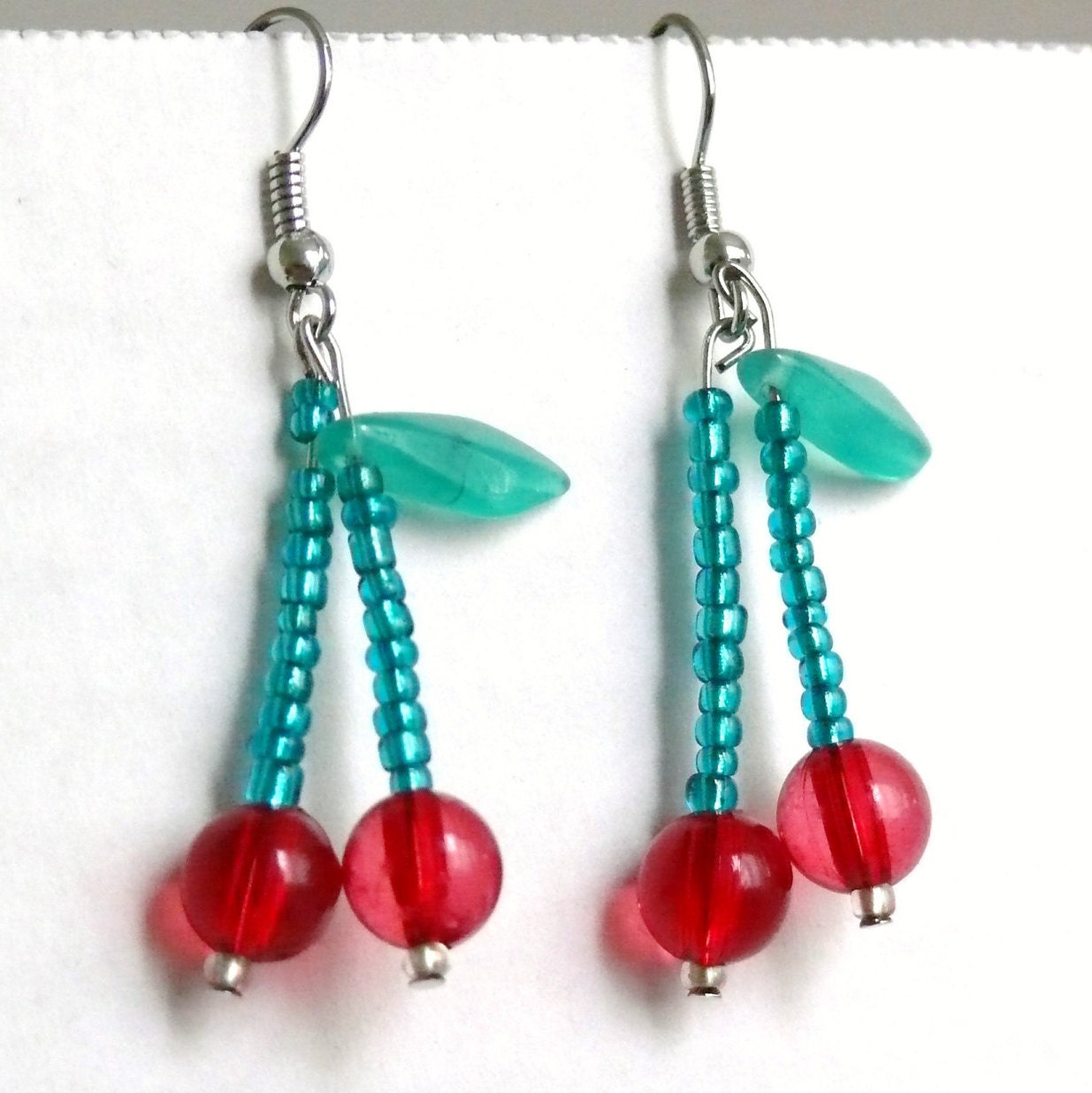beaded cherry earrings