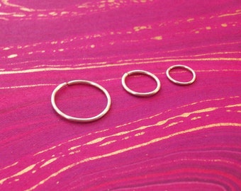 Sterling Silver Continuous Hoop Earring, 20 Gauge small sleeper earring, cartilage, tragus, nose, lip ring, 5mm - 11mm