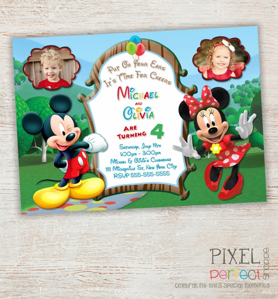 Mickey And Minnie Mouse Invitations For Twins 4