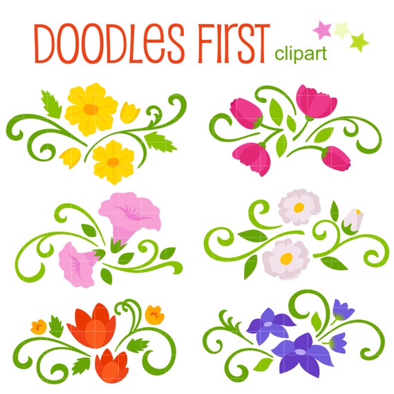 Floral Spray Bouquets Digital Clip Art for Scrapbooking Card