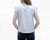 Summer SALE! Summer Blouse , Casual Gray Blouse , Stripes Shirt , Office Wear , Minimalist Top , Elegant Shirt