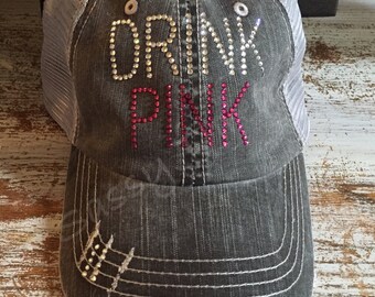 Drink Pink Rhinestone Trucker Hat