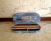 Blue Vintage Box Container/Rustic Farm Decor/Vintage Brass Hardware/Keepsake Jewelry/Wedding Gift/Upcycled/Distress Blue Vintage Box Container/Rustic Farm Decor/Vintage Brass Hardware/Keepsake Jewelry/Wedding Gift/Upcycled/Distress