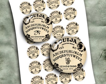 Ouija Board Circle Printable Images 20mm 25mm 1" 30mm 1.5" for Cabochons Digital Collage Sheet Instant Download