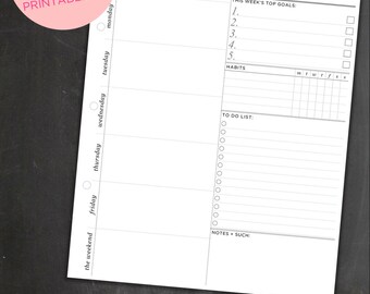 Weekly Planner PRINTABLE planne pages - Weekly Organizer // A4 Weekly Planner Inserts, Letter Size Weekly Planner, A5 Weekly Planner
