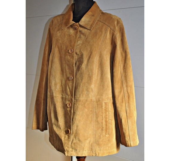 Vintage Men Suede Leather Jacket Camel Size 48 Fall Vintage Men Suede Leather Jacket Camel Size 48 Fall Trench Short