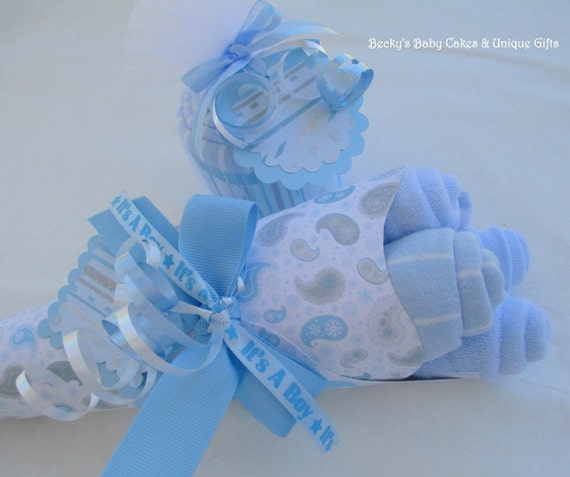 Baby Bouquet...Washcloth and Onesie Bouquet Baby Boy Gift