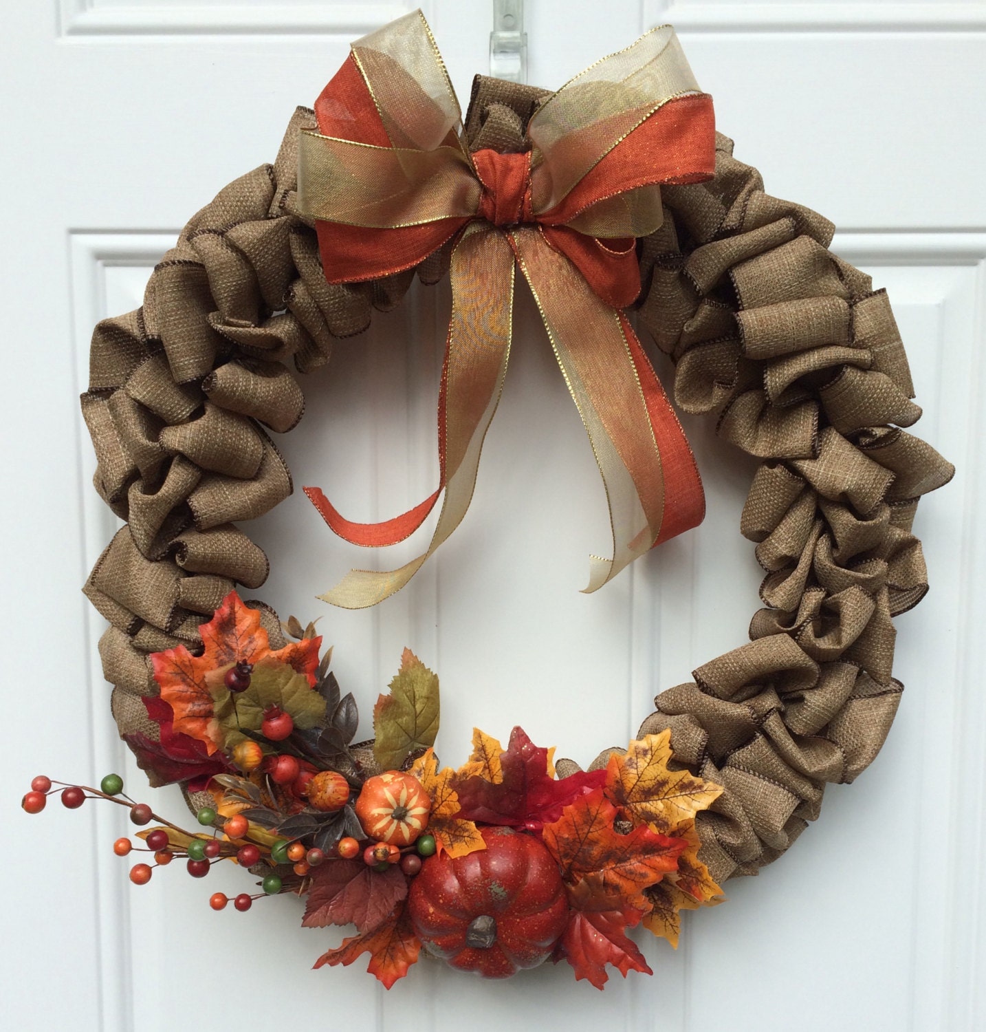 Fall Burlap Ribbon Wreath Autumn Burlap Ribbon Wreath