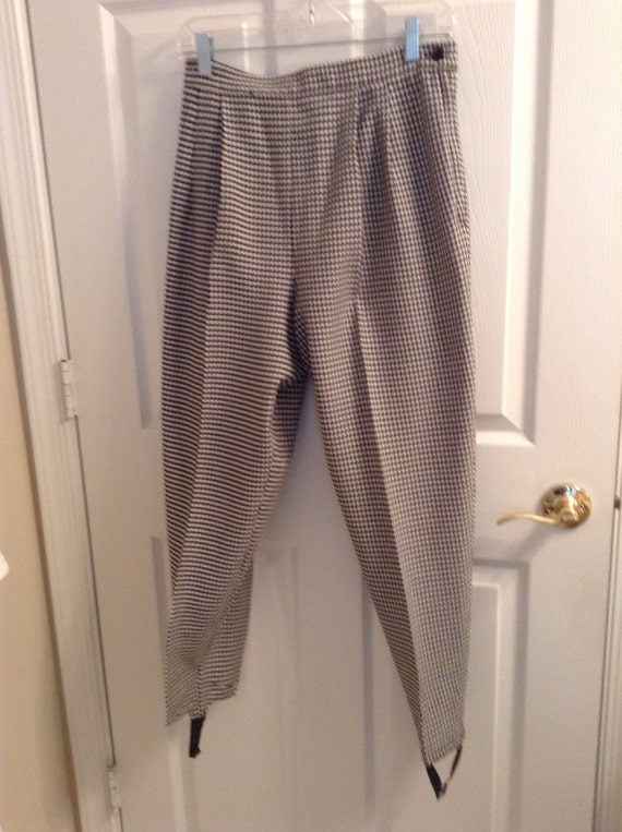 Black & White Checkered Stirrup Pants Size 12 / Vintage 80s