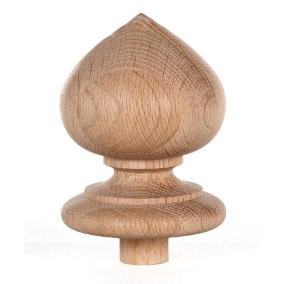 Staircase Finial Newel Post Cap FN0100 Red Oak Wood 4